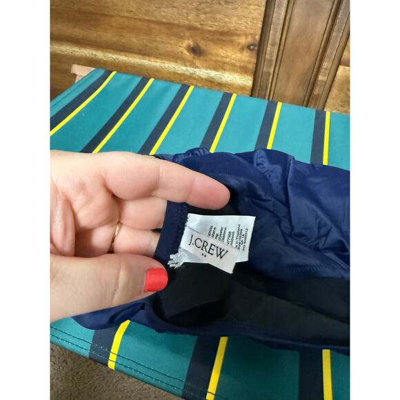 J. Crew Navy Blue Strapless Cinched Ruched One Piece swimsuit Classic Women's M - Picture 4 of 6